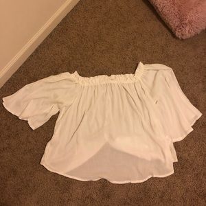 Cream off the shoulder shirt